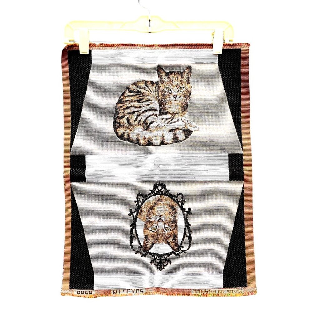 Vintage Art de Lys French Woven Cat Tapestry Pillow Panel Textile 15x20 Beige - Picture 3 of 13